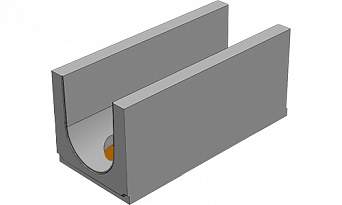 BGU-XL Универсальный лоток DN300, № 15-0, с вертикальным водосливом, без уклона